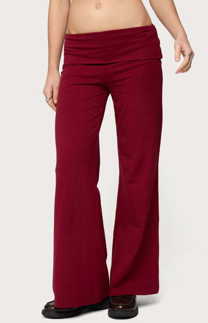 Edikted Women's Petite Wide Leg Fold Over Pants - 0850609690171