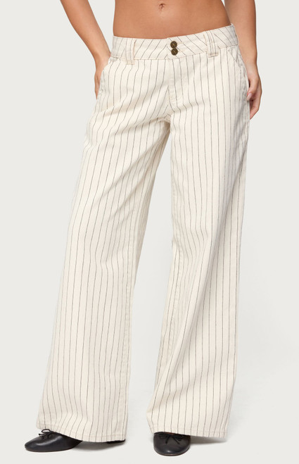 Edikted Women's Cory Striped Low Rise Jeans - 0860609690117