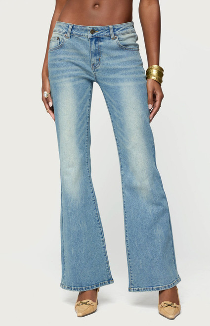 Edikted Women's Jenni Washed Low Rise Flared Jeans - 0860609690233