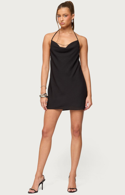 Edikted Women's Bead Backless Cowl Neck Mini Dress - 0870609690456