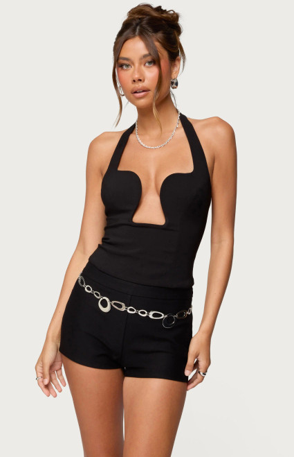 Edikted Women's Stassy Abstract Cutout Halter Top - 0731609691355