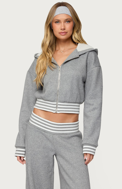 Edikted Women's Eloura Stripey Zip Up Hoodie - 0751609690147