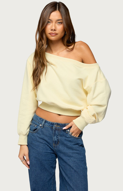 Edikted Women's Christy Off Shoulder Sweatshirt - 0751609690151