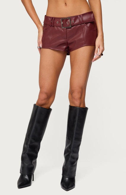 Edikted Women's Alba Faux Leather Shorts - 0821609690175