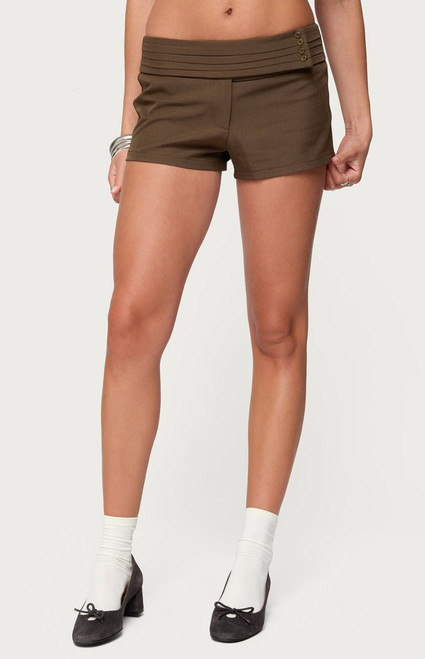 Edikted Women's Karla Pleated Tailored Micro Shorts - 0821609690329