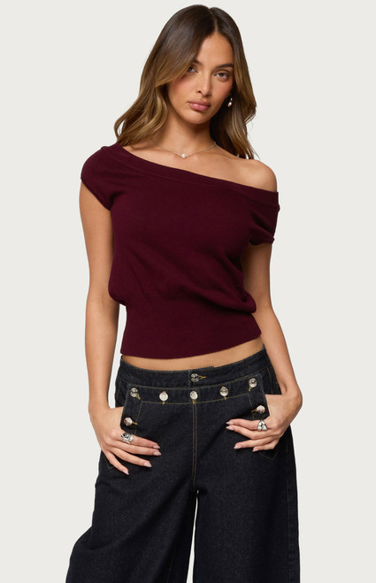 Edikted Women's Michaela Off Shoulder Knit Top - 0731609690905