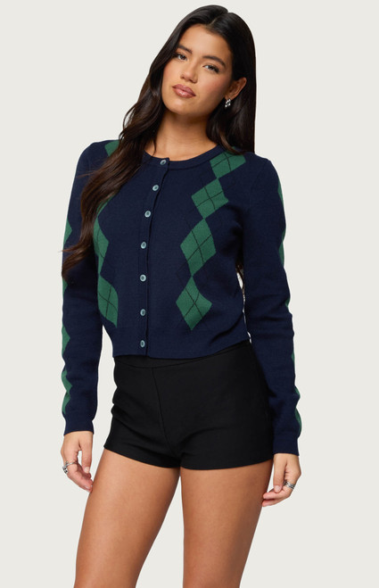 Edikted Women's Farren Argyle Cardigan - 0740609690276