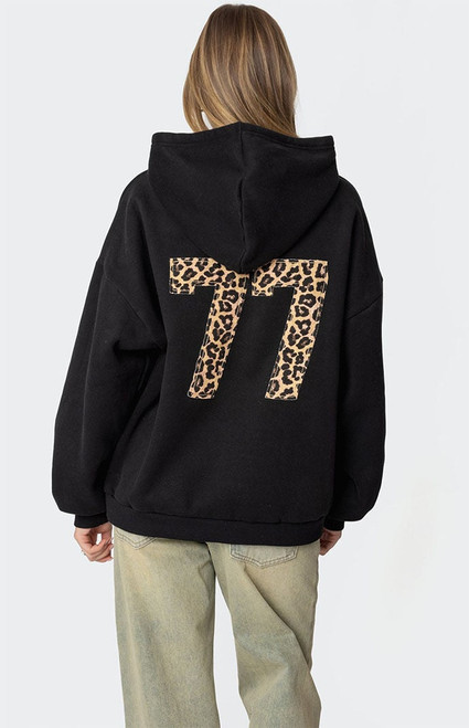 Edikted Women's Leopard 77 Oversized Hoodie - 0751609690085