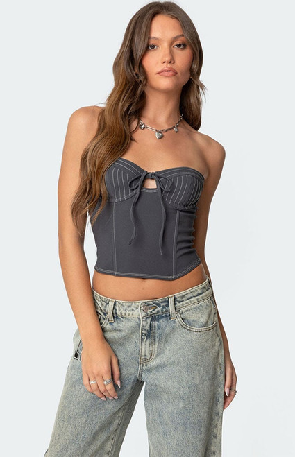Edikted Women's June Tie Front Strapless Corset - 0731609690561