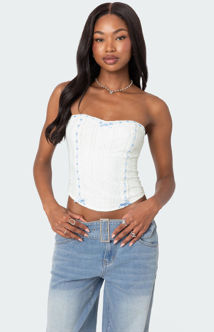 Edikted Women's Mist Lacey Ribbon Corset - 0731609690563
