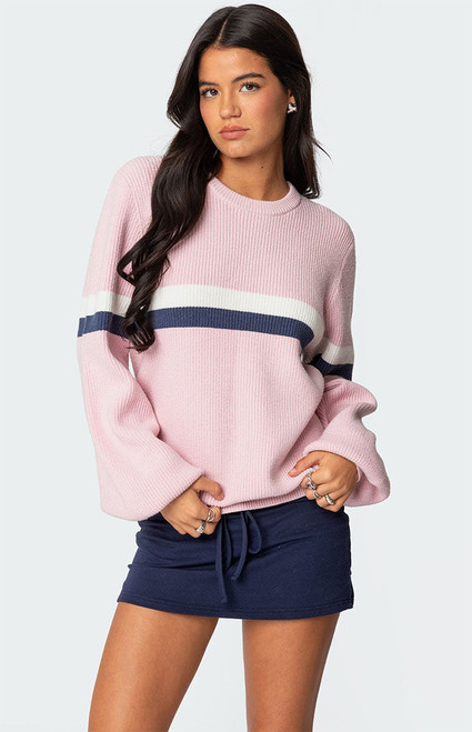 Edikted Women's Nautical Striped Oversized Sweater - 0740609690089