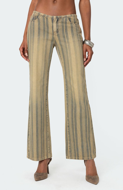Edikted Women's Eternity Pinstripe Flare Jeans - 0861609690009