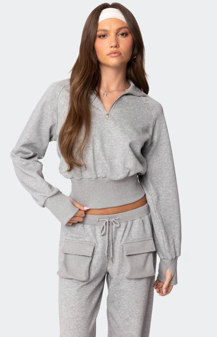 Edikted Women's Bailey French Terry Quarter Zip Top - 0751609690031