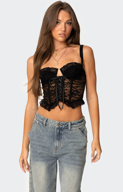 Edikted Women's Josslyn Sheer Lace Corset - 0731609690595