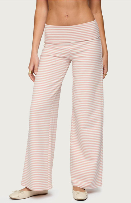 Edikted Women's Lilah Striped Fold Over Pants - 0850609690076
