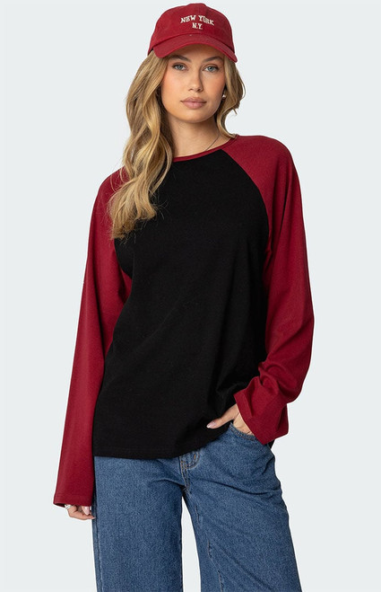 Edikted Women's Oversized Raglan Long Sleeve T-Shirt - 0702609690085