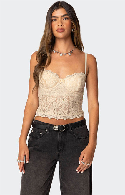 Edikted Women's Charisma Sheer Lace Bra Top - 0731609690615