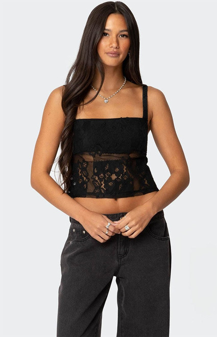 Edikted Women's Gwyn Mixed Lace Top - 0731609690625