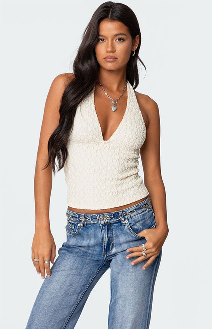 Edikted Women's Willow Textured Halter Top - 0731609690630