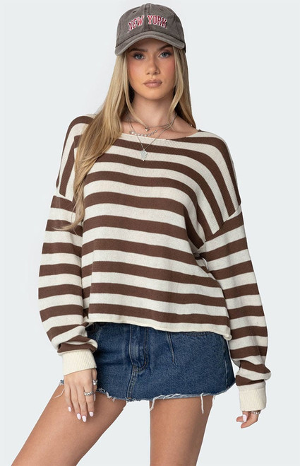 Edikted Women's Anney Oversized Striped Sweater - 0740609690110