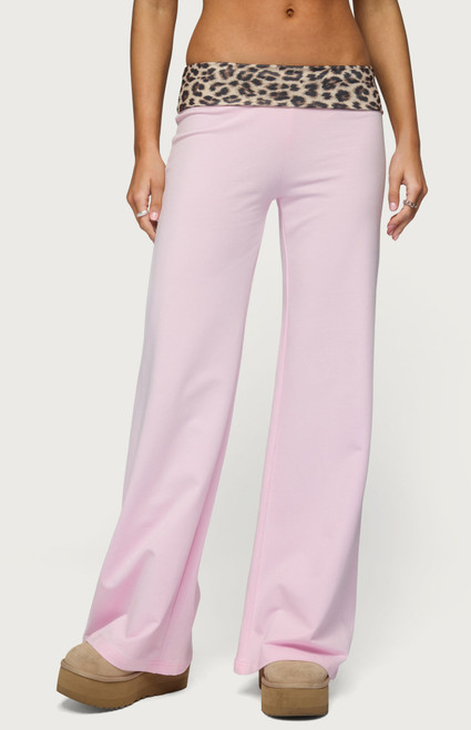 Edikted Women's Leopard Fold Over Pants - 0850609690089