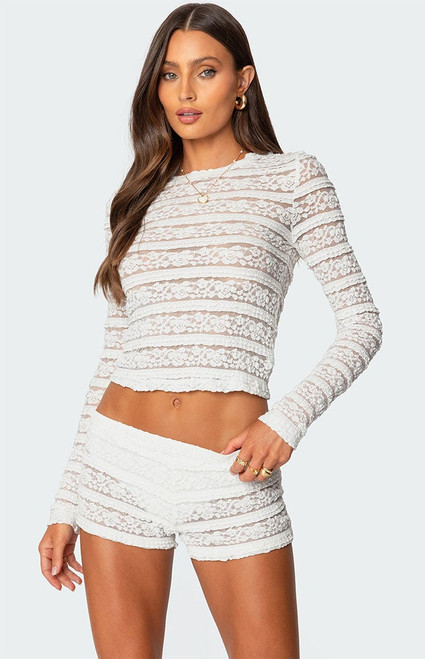 Edikted Women's Maisley Sheer Lace Top - 0731609690666