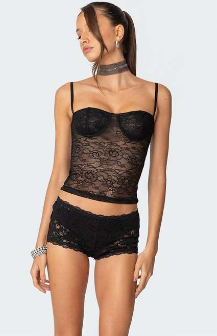 Edikted Women's Krissy Sheer Lace Cupped Corset - 0731609690675