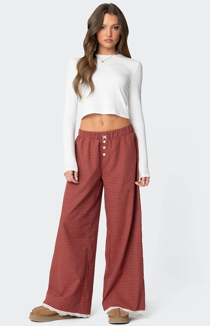 Edikted Women's Dakota Plaid Pants - 0850609690093