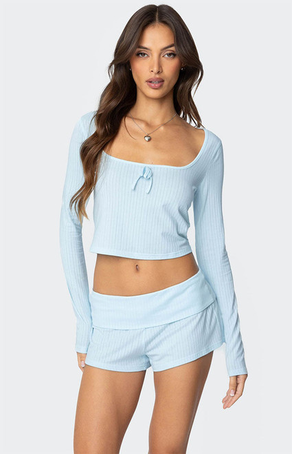 Edikted Women's Lucilla Wide Neck Ribbed Top - 0731609690698