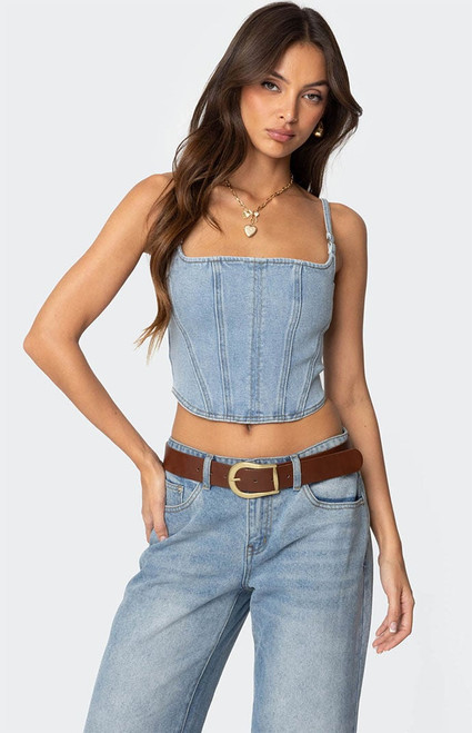 Edikted Women's Tennessee Denim Corset - 0731609690705