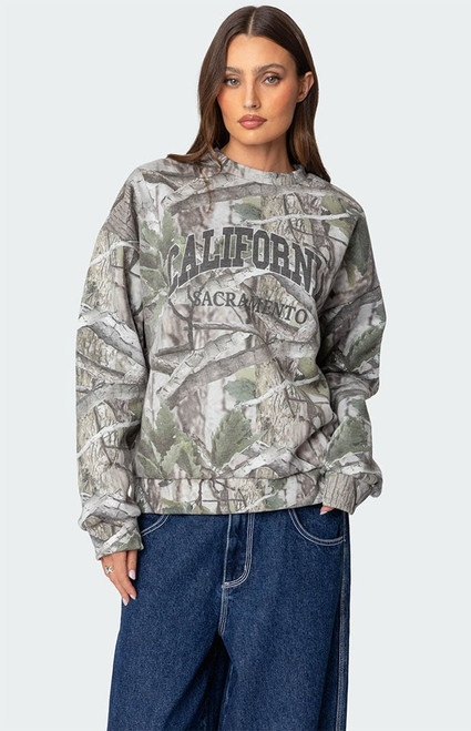 Edikted Women's Cali Baby Camo Sweatshirt - 0751609690047