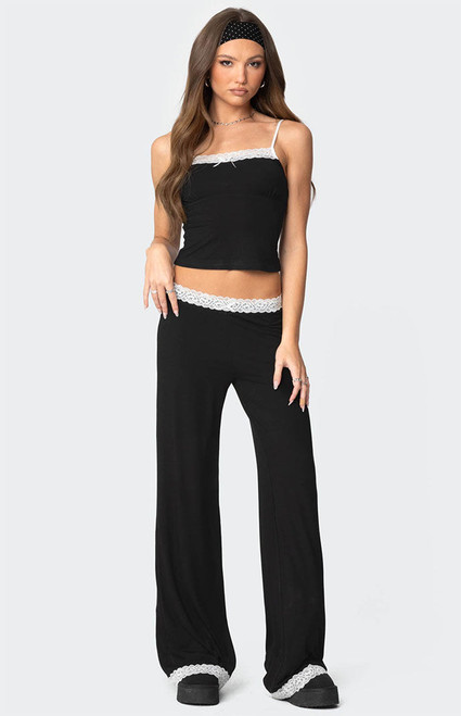 Edikted Women's Domino Contrast Lace Trim Pants - 0850609690100
