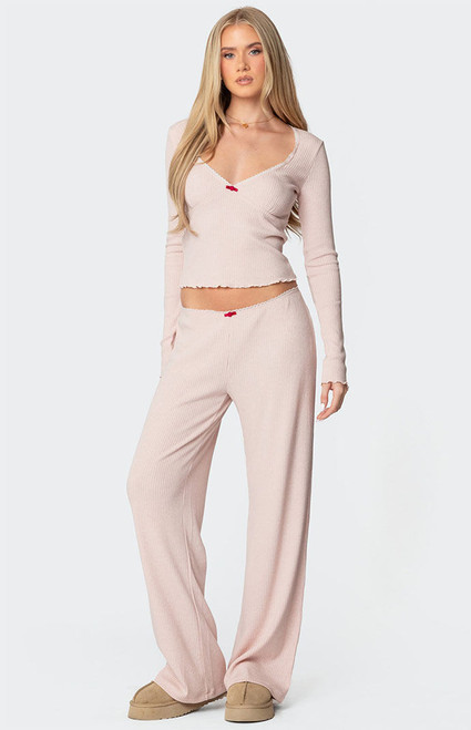 Edikted Women's Roselle Ribbed Pants - 0850609690103