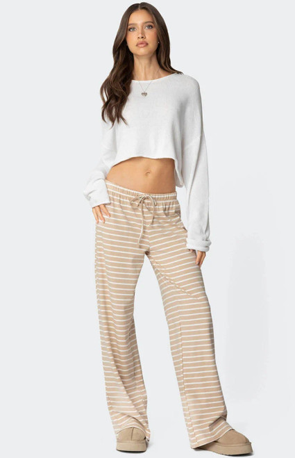 Edikted Women's Jona Stripey Slit Pants - 0850609690108