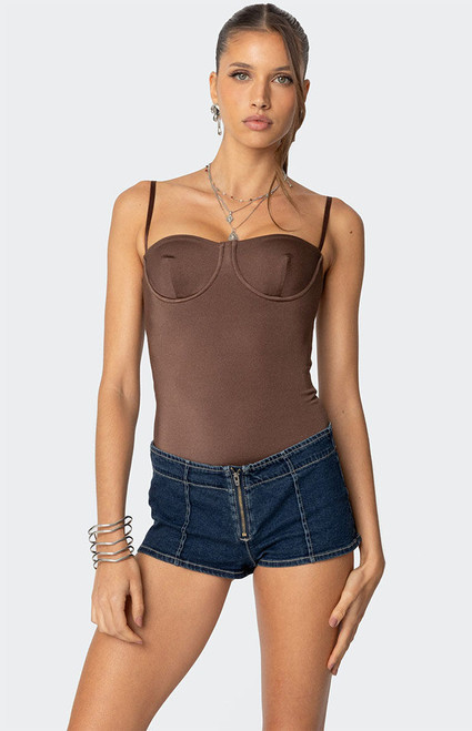Edikted Women's Laurel Shiny Cupped Bodysuit - 0870609690300