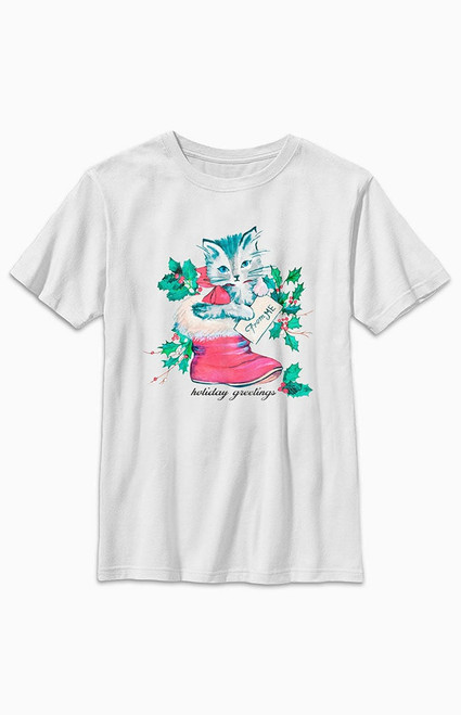 Kids Christmas Kitty T-Shirt - 0781602190156