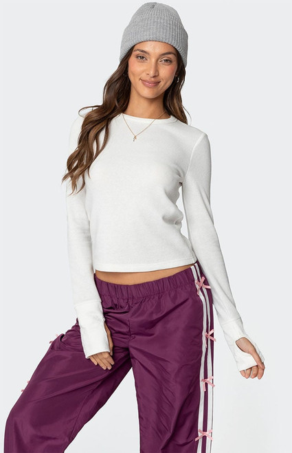 Edikted Women's Waffle Long Sleeve T-Shirt - 0702609690104