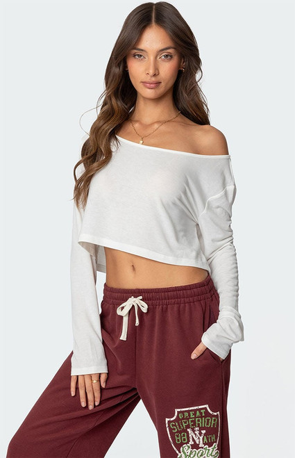 Edikted Women's Cropped Off Shoulder Top - 0712609690326