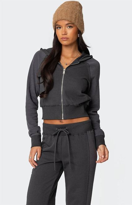 Edikted Women's Chandler Waffle Hooded Cardigan - 0740609690129