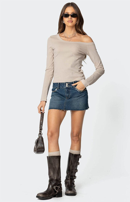 Edikted Women's Tess Studded Denim Mini Skirt - 0840609690297