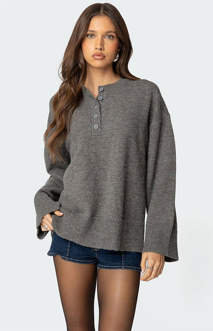 Edikted Women's Montana Oversized Button Sweater - 0740609690137