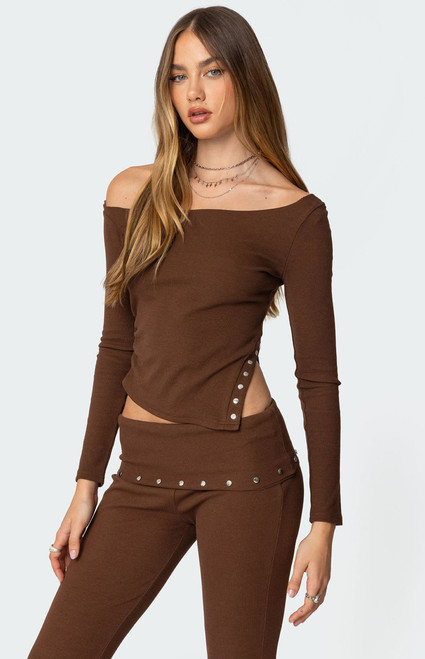 Edikted Women's Aries Studded Asymmetric Top - 0731609690774