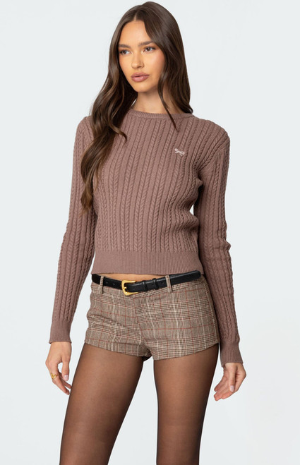 Edikted Women's Beverly Bow Cable Knit Sweater - 0740609690141