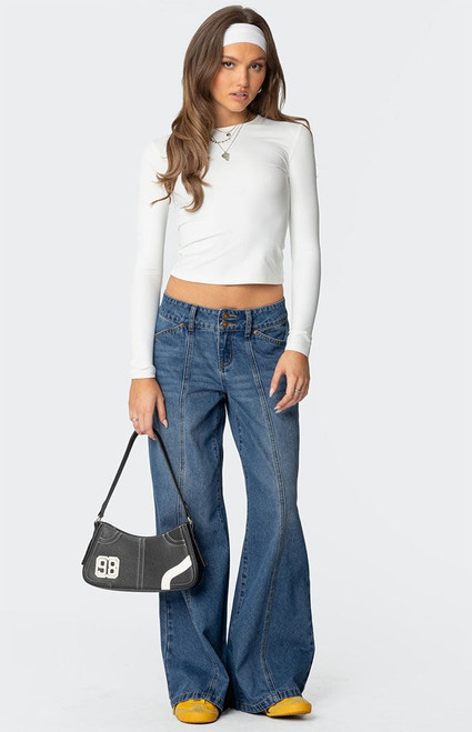 Edikted Women's Charlie Panel Stitch Low Rise Jeans - 0860609690123