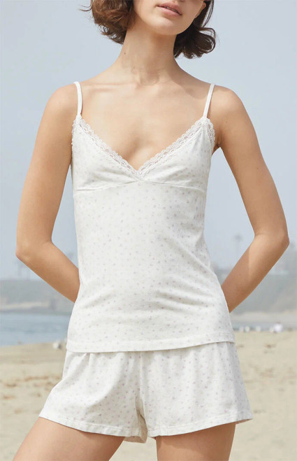 John Galt Women's White & Pink Floral Amara Lace Tank Top - 0704601601488