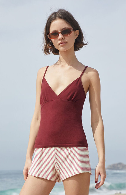 John Galt Women's Burgundy Overlap Tank Top - 0704601601501