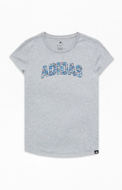 adidas Kids Essential Heather Gray Floral T-Shirt - 0781604920099