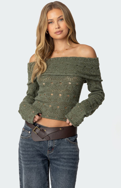 Edikted Women's Kenna Fold Over Knit Top - 0731609690809