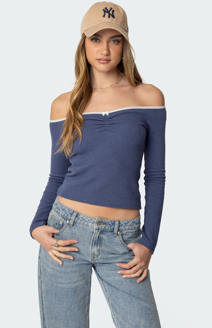 Edikted Women's Tal Ruched Off Shoulder Top - 0731609690822