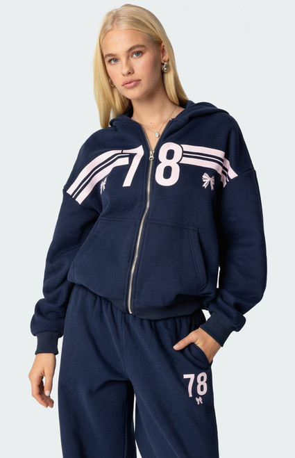 Edikted Women's 78 Bow Zip Up Hoodie - 0751609690065